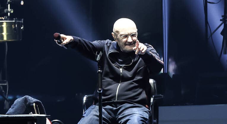 Concert by Genesis, @ Mercedes Arena, Berlin Genesis, vocals Phil Collins keyboard Tony Banks bass, guitar Mike Rutherford drums live Nicholas Nic Collins