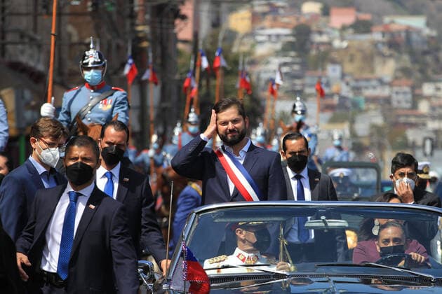 Santiago, March 11, 2022 The President of the Republic, Gabriel Boric , leaves the National Congress after the presidential change of command Dragomir Yankovic Aton Chile, Santiago Chile Aton 589498  Copyright: DRAGOMIRxYANKOVIC ATONxCHILE