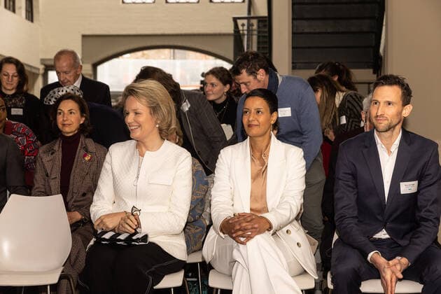 Queen Mathilde of Belgium and Minister for Development Cooperation Meryame Kitir pictured during a Sustainable Value Chains. From legislation to action event organised by The Shift, a Belgian platform for a more sustainable economy and society, Thursday 31 March 2022, in Brussels. It aims to take stock of the complementarity between companies, non-governmental organizations and public institutions in the implementation of value chains that respect human rights and the environment. JAMESxARTHURxGEKIERE 29105201