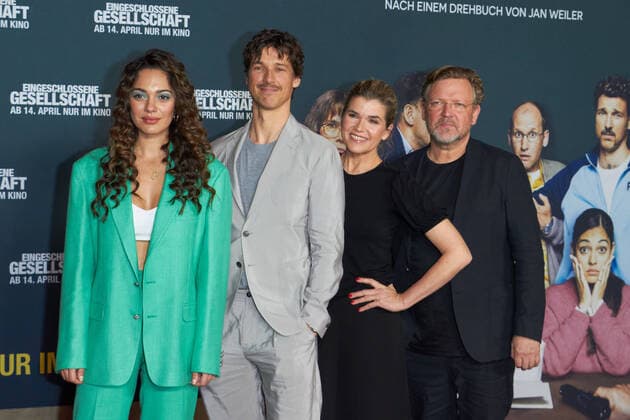 Nilam Farooq, Florian David Fitz, Anke Engelke and Justus von Dohnànyi guest arrival for the premiere of Enclosed Society at the ICI Lux cinema in Berlin on 06 04 2022 Premiere Enclosed Society