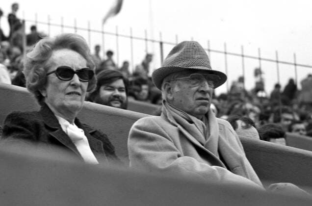 RenÃ© Lacoste and Simone Thion de La Chaume, 1978 French tennis player RenÃ© Lacoste with his wife Simone Thion de La Chaume attending a match at the 1978 French Open. Paris, Roland-Garros stadium, 1978 Copyright: xAndrÃ©xCrudo Photo12x ACD20A00_202