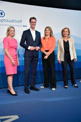 Christine Strobl, Hendrik Wüst, Tina Hassel and Patricia Schlesinger at the ARD Capital Meeting 2022 in the ARD Capital Studio Berlin, 19 05 2022 Foto:xN.xKubelkax xFuturexImage