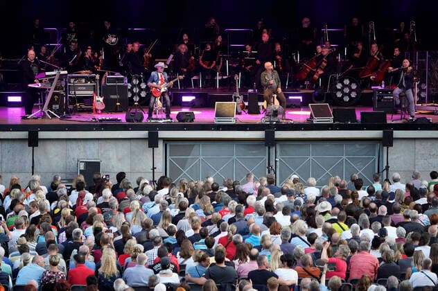 Manfred Hennig, Fritz Puppel, Toni Krahl and Georgi Gogow from City live at the 50 Years City The Last Round Tour with the Berlin Symphony Orchestra guests at Parkbühne Wuhlheide Berlin, 23 07 2022 Foto:xT.xBartillax xFuturexImage