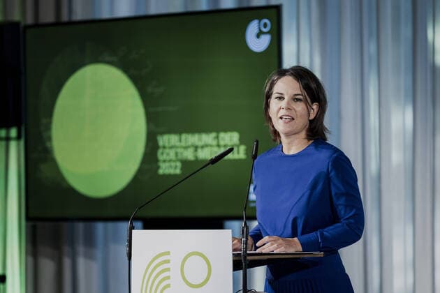 Annalena Baerbock Buendnis 90 Die Gruenen , Federal Minister of Foreign Affairs, photographed during the award ceremony of the Goethe Medal in Weimar, 28 08 2022 Weimar Germany Copyright: xFlorianxGaertner photothek.dex