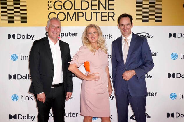 Dirk General Kuchel, Barbara Schöneberger and Frank Mahlberg at the award ceremony Der Goldene Computer 2022 at Axel Springer SE Verlag Berlin, 31 08 2022 Foto:xT.xBartillax xFuturexImage