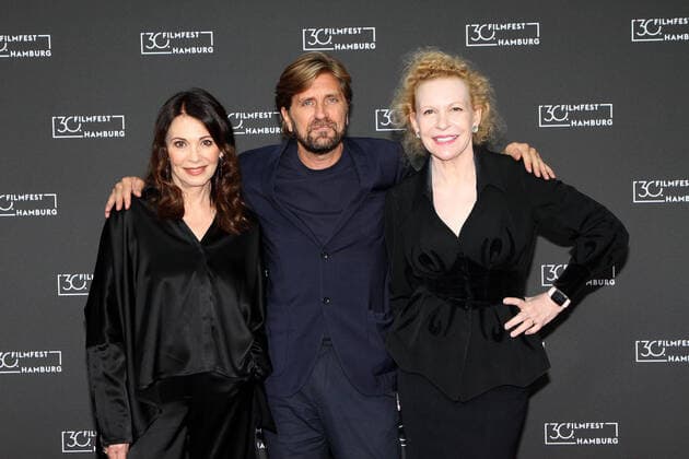Iris Berben, director Ruben Oestlund and Sunnyi Melles at the Triangle of Sadness cinema premiere on 30 09 2022 at Filmfest Hamburg Filmfest Hamburg 2022 Triangle of Sadness cinema premiere