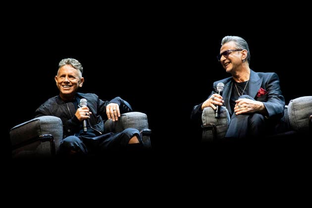 Depeche Mode members Dave Gahan R and Martin Gore L hold a press conference in Berlin on 4 October 2022 Depeche Mode press conference in Berlin