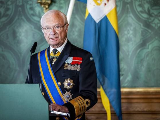 2022 10 11 13 21 31 STOCKHOLM King Carl XVI Gustaf speaks during a press statement at the royal palace in the presence of King Willem Alexander and Queen Maxima and Queen Silvia The royal couple s three day visit to Sweden focuses on energy transition, sustainability, the life sciences and smart mobility ANP REMKO DE WAAL netherlands out belgium out  Copyright: xx x456061013x originalFilename: 456061013.jpg