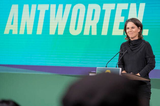 48 Federal Delegates Conference Party Congress Bündnis 90 Die Grünen Annalena Baerbock, Federal Minister of Foreign Affairs, during her speech to the BDK 48 Federal Delegates Conference Party Congress Bündnis 90 Die Grünen Annalena Baerbock, Federal Minister of Foreign Affairs, during her speech to the BDK, Bonn NRW Germany World Conference Center