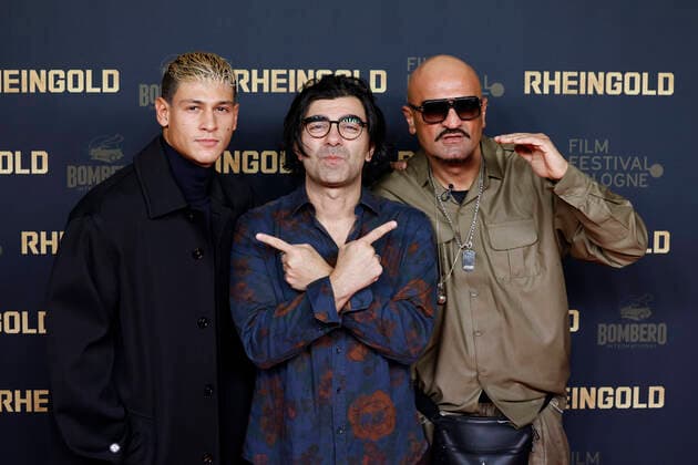 Actor Emilio Sakraya, director Fatih Akin and musician Xatar Giware Hajabi at the premiere of Rheingold at the 32 Film Festival Cologne 2022 at Cinedom Cologne, 24 10 2022 NRW Germany. Copyright: xChristophxHardtx