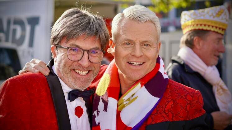 Schlager star Karl König and presenter Guido Cantz Cologne Carnival session opening on the Heumarkt for the session 2022 2023 Jecken, impressions Guido Cantz WDR Kölle