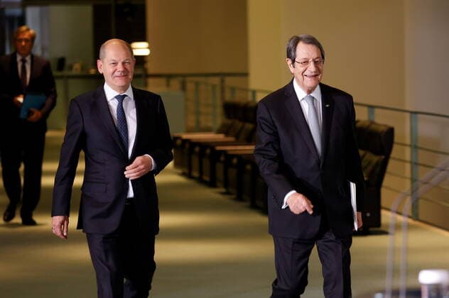 Olaf Scholz, Federal Chancellor, Nikos Anastasiadis, President of the Republic of Cyprus, Germany, Berlin, Federal Chancellery, Press briefing of the BK and the President of the Republic of Cyprus, Nikos Anastasiadis, after the joint talks.