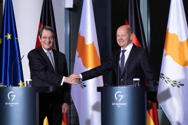 Federal Chancellor Olaf Scholz, President of the Republic Nikos Anastasiadis Federal Chancellor Olaf Scholz President of the Republic of Cyprus, Nikos Anastasiadis Berlin Berlin GER