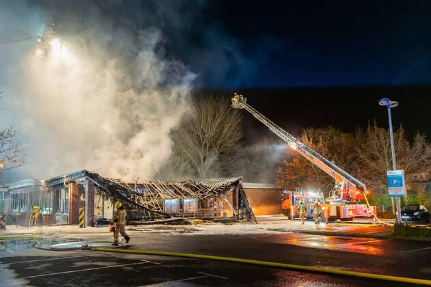 29 11 2022,Berlin,GER, Major fire in a supermarket in the Friedrichshagen district of Berlin.