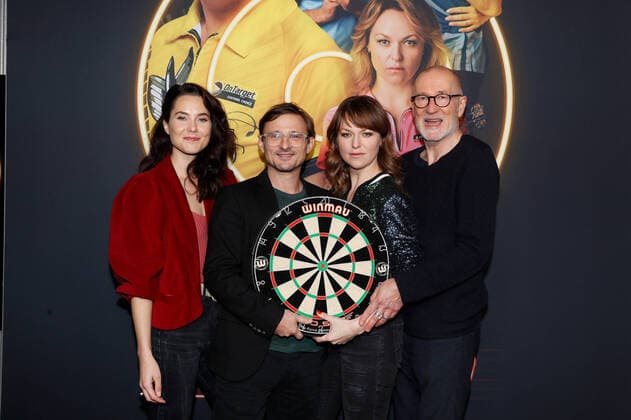 Premiere of the second season of Die Wespe Katia Fellin, Florian Lukas, Lisa Wagner and Peter Lohmeyer on the red carpet at the premiere of the second season of Die Wespe at the Astor Film Lounge in Berlin Copyright: xEventpressxGolejewskix