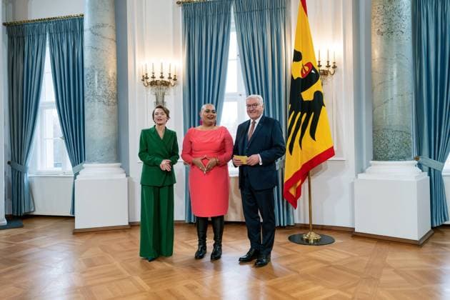 10 01 2023,Berlin,Germany,New Years reception for representatives of public life and committed citizens in Bellevue Palace with Federal President Frank Walter Steinmeier us a wife Elke Büdenbender, Lilith Raza from North Rhine-Westphalia,