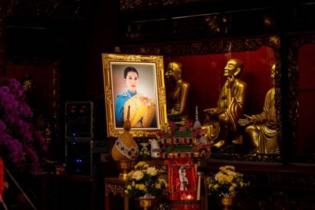 January 21, 2023, Bangkok, Bangkok, Thailand: A portrait of Thai Princess Bajrakitiyabha is seen on display at a shrine placed for people to pray for her current health crisis at temple in Chinatown. Lunar New Year 2023 (The Year of the Rabbit), also known as the Chinese New Year and the Spring Festival, begins as Chinese tourists return to Thailand for the first time since the zero-covid lockdown began in Mainland China 3 years ago. The Thai government expects at least five million Chinese tourists will visit the Kingdom this year. Bangkok Thailand - ZUMAh236 20230121_zip_h236_004 Copyright: xMattxHuntx