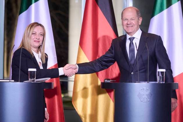 Olaf Scholz meets Giorgia Meloni in Berlin Federal Chancellor Olaf Scholz SPD receives Giorgia Meloni, Prime Minister of Italy, 03 02 2023 at the Federal Chancellery in Berlin Berlin Federal Chancellery Berlin Germany