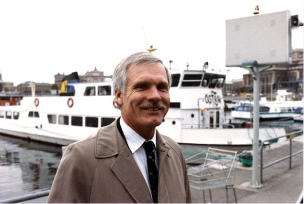 SCANPIX SWEDEN, 1988 10 31 Ted Turner CNN Here fpa visit to Stockholm Skärgardsbat in the background x20360x  Copyright: xAndersxKallersand TTx 20360