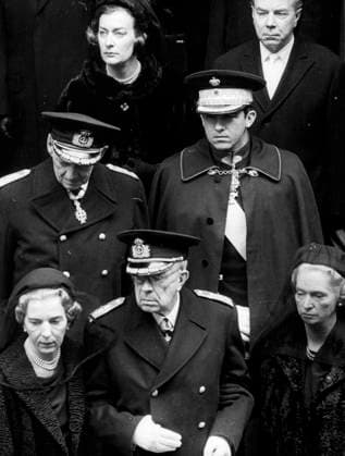 Stockholm 1965 03 13 Queen Louises funeral in Stockholm Cathedral Below from left Queen Ingrid, King Gustaf VI Adolf and Princess Sibylla Behind them are King Frederick and King Constantine At the back are Lady Pamela Hicks and Count Sigvard Bernadotte Stockholm Sweden x20360x  Copyright: xSvensktxPressfoto TTx DROTTNING LOUISE BEGRAVNING