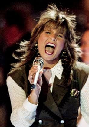 ROME 1991 05 04 Singer Carola Häggkvist performs Swedens song Caught by a gale in the Eurovision Song Contest Final in Rome, Italy, 4th May 1991 The Swedish entry won ahead of France, which finished on the same score, but Carola got more ten-pointers and was judged the winner after both entries had the same number of twelve-pointers Rome Italy x1008x  Copyright: xAndersxHolmström TTx EUROVISION 1991 CAROLA