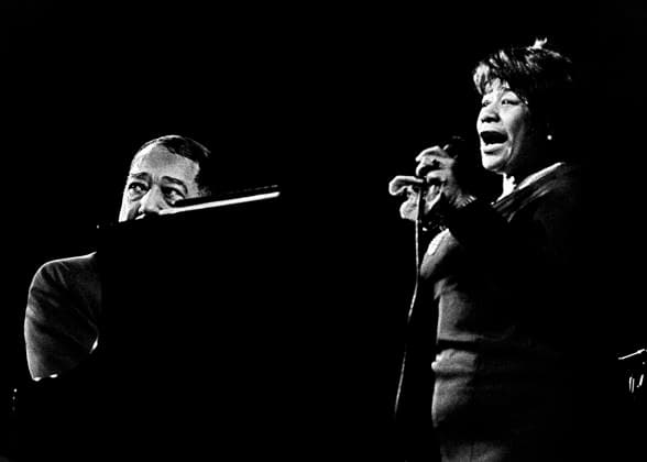 STOCKHOLM 1967 01 24 American jazz singer Ella Fitzgerald sings on stage during a concert with Duke Ellingtons orchestra at the Stockholm Concert Hall on January 24, 1967 Stockholm Sweden x190x  Copyright: xOllexLindeborg TTx ELLA FITZGERALD STOCKHOLM 1967