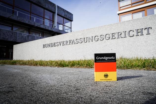 Symbol images Federal Constitutional Court symbol photo logo of the Federal Constitutional Court with the Basic Law Karlsruhe Rhineland Palatinate Germany