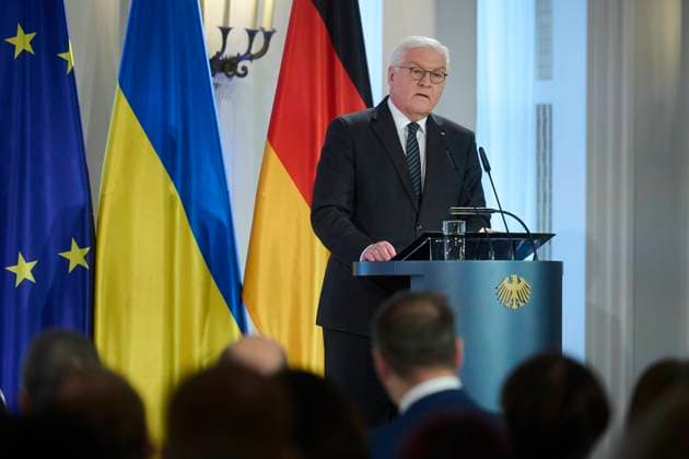 Berlin, Central event on the anniversary of the Russian invasion of Ukraine in Bellevue Palace Federal President Frank Walter Steinmeier invites together with the Ambassador of Ukraine in Germany Oleksij Makejew to a central event on the anniversary of the Russian invasion of Ukrai