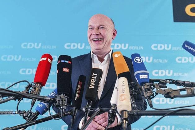 <p>Ringen um Regierungsbildung in Berlin, CDU-Landesvorstandssitzung, Landesparteichef und Spitzenkandidat Kai Wegner gibt nach der Sitzung ein Statement ab, fotografiert am 02.März 2023 in Berlin. Deutschland Berlin Berlin Copyright: MaurizioxGambarini