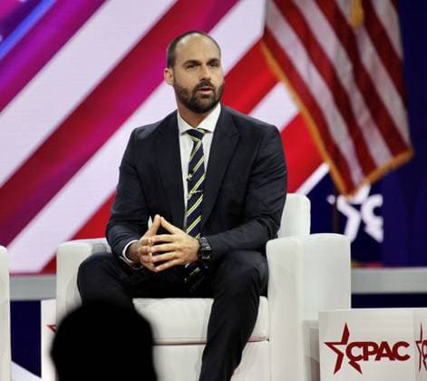 Eduardo Bolsonaro at CPAC Covention Protecting America Now? in Maryland. (INT) Eduardo Bolsonaro at CPAC Covention Protecting America Now? in Maryland. March 04, 2023, Maryland, USA: Eduardo Bolsonaro at the CPAC convention Protecting America Now? which is taking place at Gaylord National Resort & Convention Center 201 Waterfront St, National Harbor, Maryland with politic figures like US President Donald J Trump and Former Brazilian 38th President Jair Bolsonaro who are speaking in the last day (04) of CPAC among other political figures like Eduardo Bolsonaro, Brazilian Member of the Chamber of Duties, Lee Zeldin, Fmr. Congressman (NY-1), K.T. McFarland, Fmr. Deputy National Security Advisor of the United States and CPAC Boa Copyright: xNiyixFotex