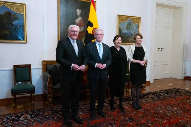 Frank Walter Steinmeier, Elke Büdenbender, Horst Köhler and Mrs. Federal President Frank Walter Steinmeier and Elke Büdenbender host a dinner at Bellevue Palace in Berlin in honor of former Federal President Horst Köhler on the occasion of his 80th birthday Berlin Berlin GER
