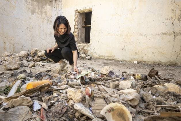 Annalena Baerbock Buendnis 90 Die Gruenen , German Foreign Minister, taken during a visit to the destroyed city center of Sinjar, 09 03 2023 Sinjar Iraq Copyright: xKiraxHofmannx