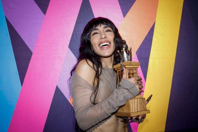 STOCKHOLM 20230311 Loreen poses with the trophy after winning Saturday night s Melodifestivalen song contest at Friends Arena with the entry Tattoo Loreen will represent Sweden in the Eurovision Song Contest in Liverpool in May STOCKHOLM SWEDEN x10430x,  Copyright: xChristinexOlsson TTx SWEDEN MELODIFESTIVALEN SONG CONTEST m1aSU94y0ZE