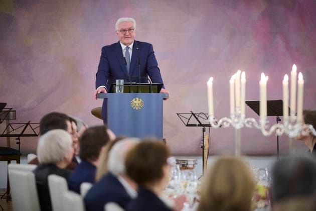 Berlin, speech of the Federal President at the banquet to 175 years of March Revolution of 1848 Federal President Frank Walter Steinmeier SPD holds a speech at Bellevue Palace on 17 03 2023 at the start of a Re