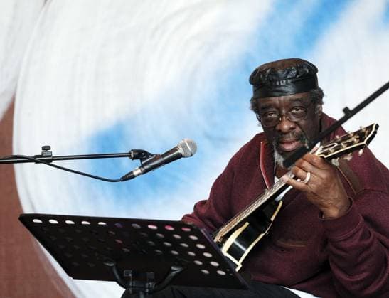 <p>James Blood Ulmer beim Soundcheck vor seinem Auftritt im Kunstmuseum auf am Sonntag, 08. April in Bochum. Ulmer und die Begleitband The Thing sind der Topact des Ruhr Jazzfestival, welches drei Tage dauert. Deutschland NRW Bochum Copyright: DietmarxWäsche
