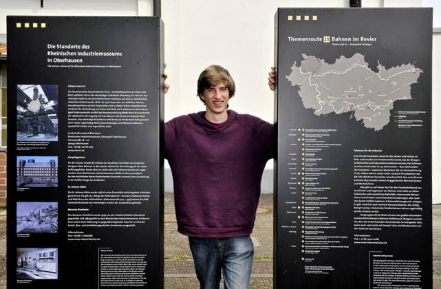 <p>Am Montag, den 29.8.2011 werden Fotos von Julian Liliental (19), der sein freiwilliges soziales Jahr im LVR-Industriemuseum (RIM) in Oberhausen absolviert hat, gemacht.