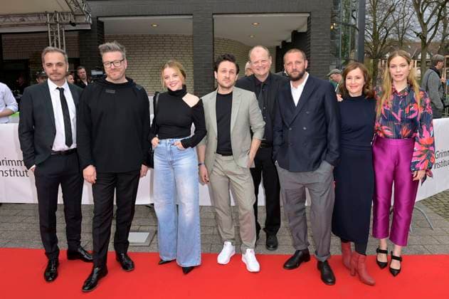 Richard Kropf, Hanno Hackfort, Jella Haase, Bob Konrad, Dimitrij Schaad, Jano Ben Chaabane, Elena Senft and Viviane Andereggen at the 59 Grimme Award 2023 ceremony at the Theater der Stadt Marl Marl, 21 04 2023 Foto:xF.xKernx xFuturexImage