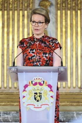 Queen Mathilde of Belgium delivers a speech at the presentation of the Queen Mathilde Prize ISEE IDEA IDO of the Queen Mathilde Fund, at the Royal Palace in Brussels, Wednesday 26 April 2023. The Queen Mathilde Fund annually supports dozens of initiatives in Belgium that empower socially vulnerable children and young people. The project call I SEE, IDEA, I DO specifically provides support and professional guidance to young people who are looking for solutions to local challenges and thus aims to encourage young people s entrepreneurship. Just before the award ceremony, the Queen had a meeting with the youth jury, which again selected the laureate of the Queen Mathilde Prize from various projects this year. BENOITxDOPPAGNE 66099976