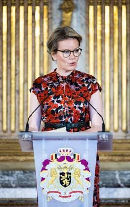 Queen Mathilde of Belgium delivers a speech at the presentation of the Queen Mathilde Prize ISEE IDEA IDO of the Queen Mathilde Fund, at the Royal Palace in Brussels, Wednesday 26 April 2023. The Queen Mathilde Fund annually supports dozens of initiatives in Belgium that empower socially vulnerable children and young people. The project call I SEE, IDEA, I DO specifically provides support and professional guidance to young people who are looking for solutions to local challenges and thus aims to encourage young people s entrepreneurship. Just before the award ceremony, the Queen had a meeting with the youth jury, which again selected the laureate of the Queen Mathilde Prize from various projects this year. BENOITxDOPPAGNE 66108646