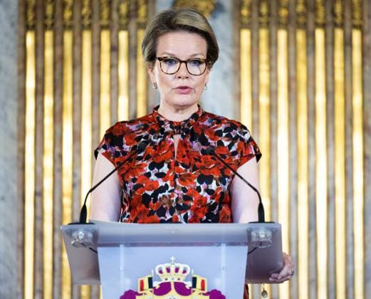 Queen Mathilde of Belgium delivers a speech at the presentation of the Queen Mathilde Prize ISEE IDEA IDO of the Queen Mathilde Fund, at the Royal Palace in Brussels, Wednesday 26 April 2023. The Queen Mathilde Fund annually supports dozens of initiatives in Belgium that empower socially vulnerable children and young people. The project call I SEE, IDEA, I DO specifically provides support and professional guidance to young people who are looking for solutions to local challenges and thus aims to encourage young people s entrepreneurship. Just before the award ceremony, the Queen had a meeting with the youth jury, which again selected the laureate of the Queen Mathilde Prize from various projects this year. BENOITxDOPPAGNE 66108654