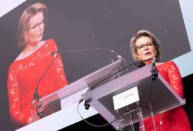 Queen Mathilde of Belgium delivers a speech at the Be Philanthropy event, about the trends, opportunities, difficulties and innovations of philanthropy, organised by the Koning Boudewijnstichting Fondation Roi Baudouin, in Brussels, on Thursday 27 April 2023. BENOITxDOPPAGNE 66211374