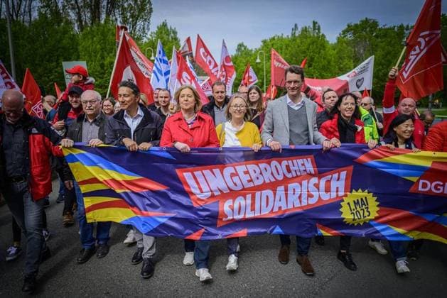 <p>Mai-Kundgebung am 1. Mai 2023 im Landschaftspark Duisburg. Unter den Rednerinnen und Rednern auch der NRW Ministerpräsident Hendrik Wüst von der CDU. Deutschland NRW Duisburg Copyright: RalfxRottmann