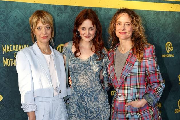 Heike Makatsch, Lea van Acken and Anne Ratte Polle at the German Genius Film Premiere on 3 05 2023 in Berlin German Genius Film Premiere in Berlin