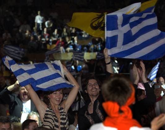 KIEV 20050521 Eurpvision Song Contest 2005 Greeces entry, My Number One, won the Eurovision Song Contest in Kiev, Ukraine Cheering Greeks in the audience Ukraine x50020x  Copyright: xLeifxRxJanssonx xTTx 50020