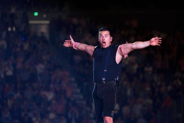 Singer Andreas Gabalier live at a concert of his Dirndl Wahnsinn Hulapalu Tour at Lanxess Arena Cologne, 11 05 2023 NRW Germany Copyright: xChristophxHardtx