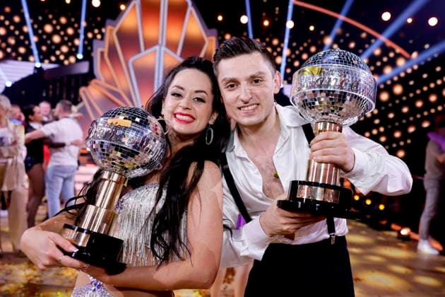 Dancer Malika Dzumaev and dancer Zsolt Sandor Cseke with winning trophies at the Professional Challenge of the 16 season of RTl dance show Let s Dance at MMC Studios The dancing couple managed to win the competition this year Cologne, 26 05 2023 NRW Germany Copyright: xChristophxHardtx
