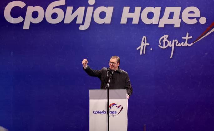 (230526) -- BELGRADE, May 26, 2023 -- Serbian President Aleksandar Vucic speaks at a rally in front of the Serbian parliament building in Belgrade, Serbia, on May 26, 2023. In front of tens of thousands of supporters at the rally on Friday, Vucic announced he will resign from the leadership of the ruling Serbian Progressive Party on Saturday, to promote national unity at a time of crisis. (Photo by Xinhua) SERBIA-BELGRADE-VUCIC-RALLY PredragxMilosavljevic 