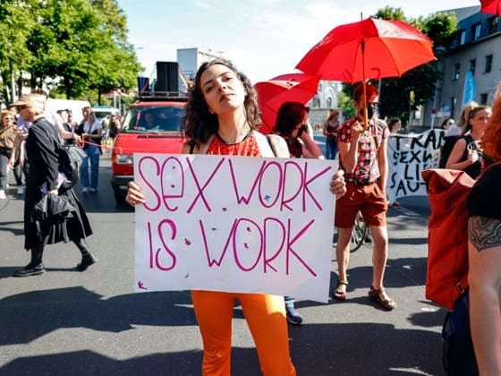 Demo sex workers Berlin, 03 06 2023 Sex workers demonstrate against the Prostitute Protection Act on International Whore Day They demand an end to compulsory registration and better protection by the police against assaults Berlin Berlin Germany