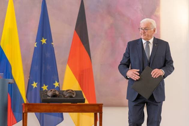 Address by President Steinmeier President Gustavo Francisco Petro Urrego of Colombia and President Frank Walter Steinmeier on 16 6 2023 at the return of two masks of the indigenous community of the Kogi by the Ethnological Museum of the National Museums in Berlin Berlin GER