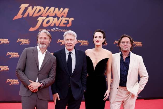 Mads Mikkelsen, Harrison Ford, Phoebe Waller Bridge and Thomas Kretschmann at the Indiana Jones and the Wheel of Destiny premiere on 22 06 2023 in Berlin Indiana Jones movie premiere in Berlin with Harrison Ford